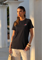 Sands Of India Black Regular T-shirt with Sliver Flamingo print - 2992