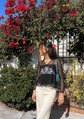 Women's Black Organza  Embroidered Top with Camisole- 2999