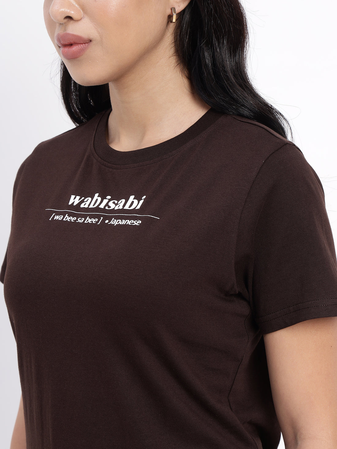 Regular fit T-shirt in coffee color with bold typographic print - 2859