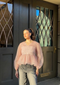 Sands Of India Women's Peach Organza  Embroidered Top with Camisole- 3000