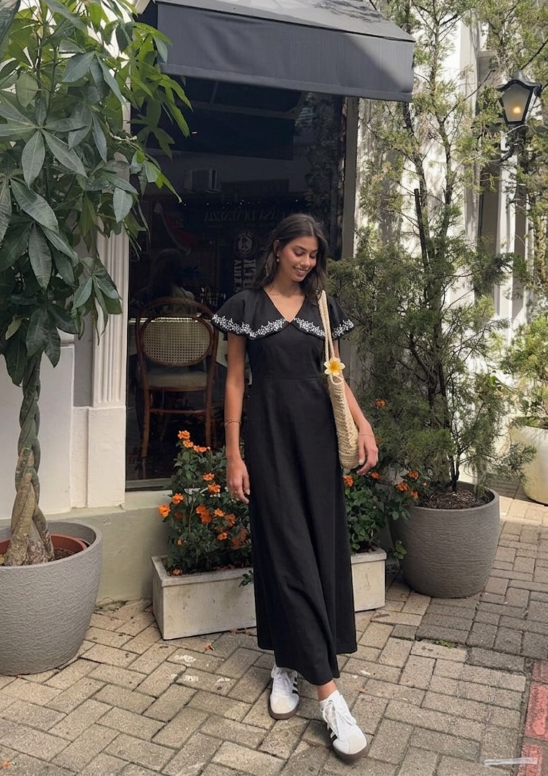 Women’s Black Embroidered Evening Maxi Dress- 3008