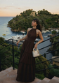 Sands Of India Women’s Brown Halter Neck Gathered Evening Maxi Dress - 3032