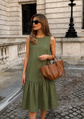 Sands Of India Women’s Green Sleeveless Maxi Dress with Gathered Hem - 3045