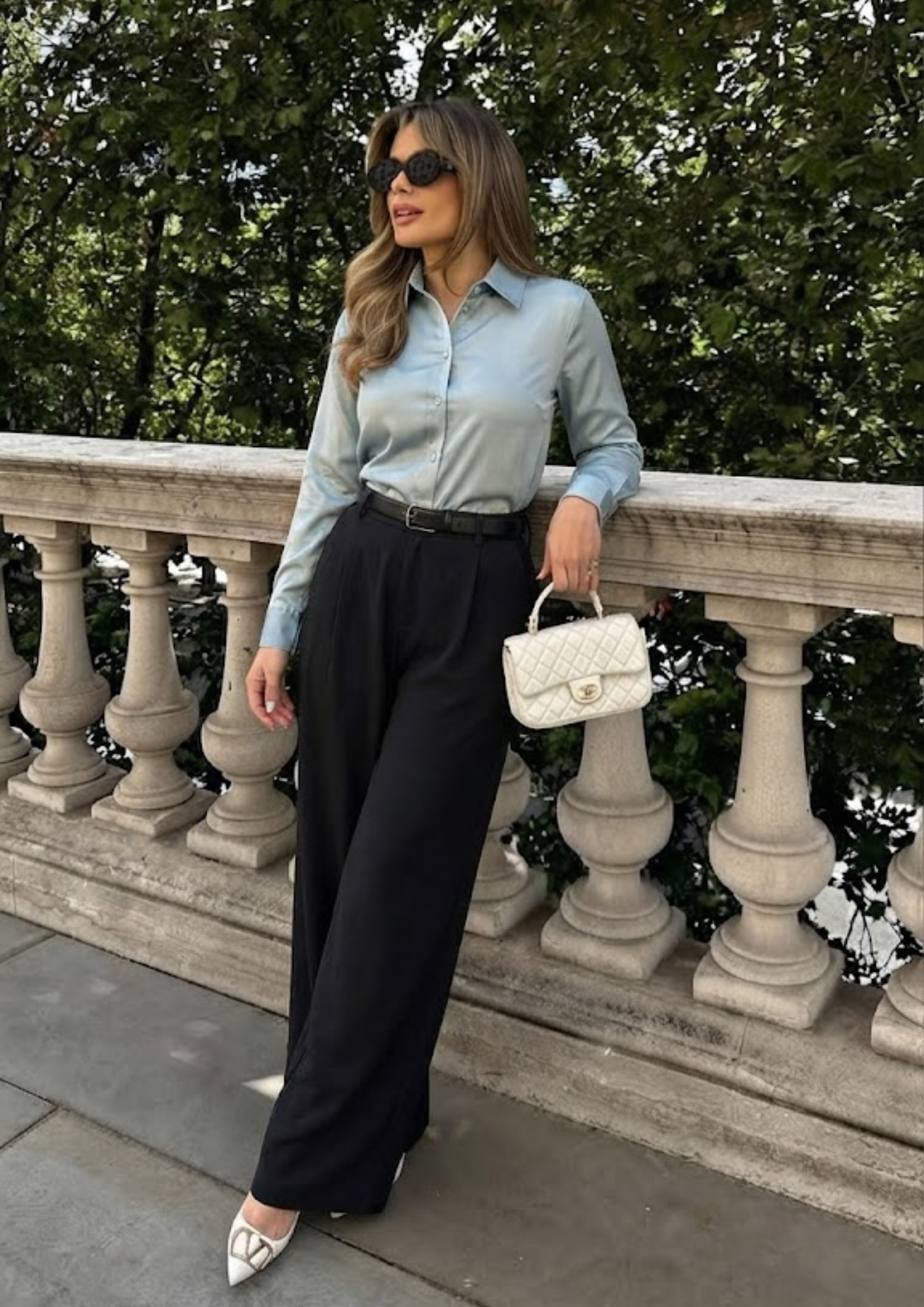 Women’s Pastel Blue Cotton Satin Regular Fit Shirt- 3068