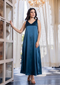 Sands Of India Women's Blue Party Maxi Satin Dress-3082