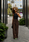 Sands Of India Women’s Dark Brown Wide-Leg Cargo Pants with Flap Pockets -3098