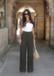 Sands Of India Women's Dark Green Pleated Wide-Leg korean Pants - 3100
