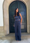 Sands Of India Women's Navy Blue Pleated Wide-Leg korean Pants - 3101