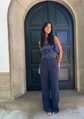 Sands Of India Women's Navy Blue Pleated Wide-Leg korean Pants - 3101