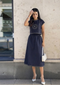 Sands Of India Women’s Embroidered Navy Blue Boxy Crop Top & A-Line Skirt Co-ord Set - 3111