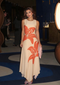 Sands of India Women Floral Print Sleeveless Asymmetric Hem A-Line Maxi Novelle Beige Dress - 3120
