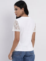 Elegant Casual Lace Tee - 2857