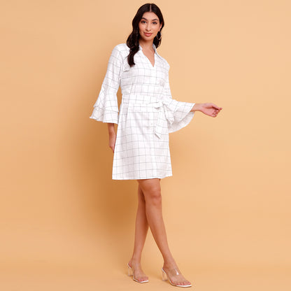 White check shirt dress with detachable belt  - 2888