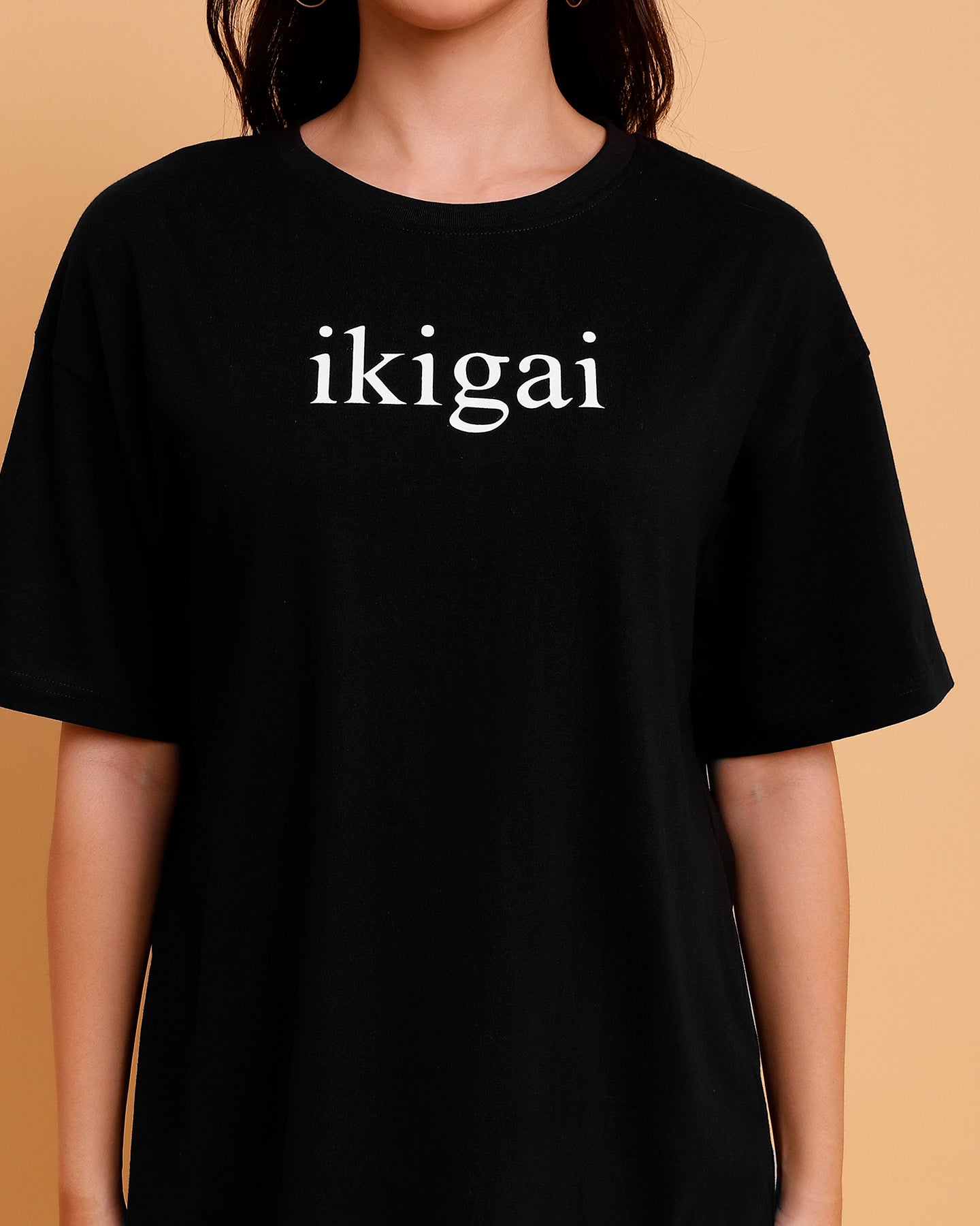 Black Unisex T-Shirt with Ikigai Print - 2852