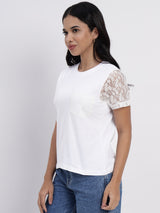 Elegant Casual Lace Tee - 2857