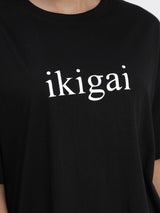 Black oversized top with a striking Ikigai design - 2852