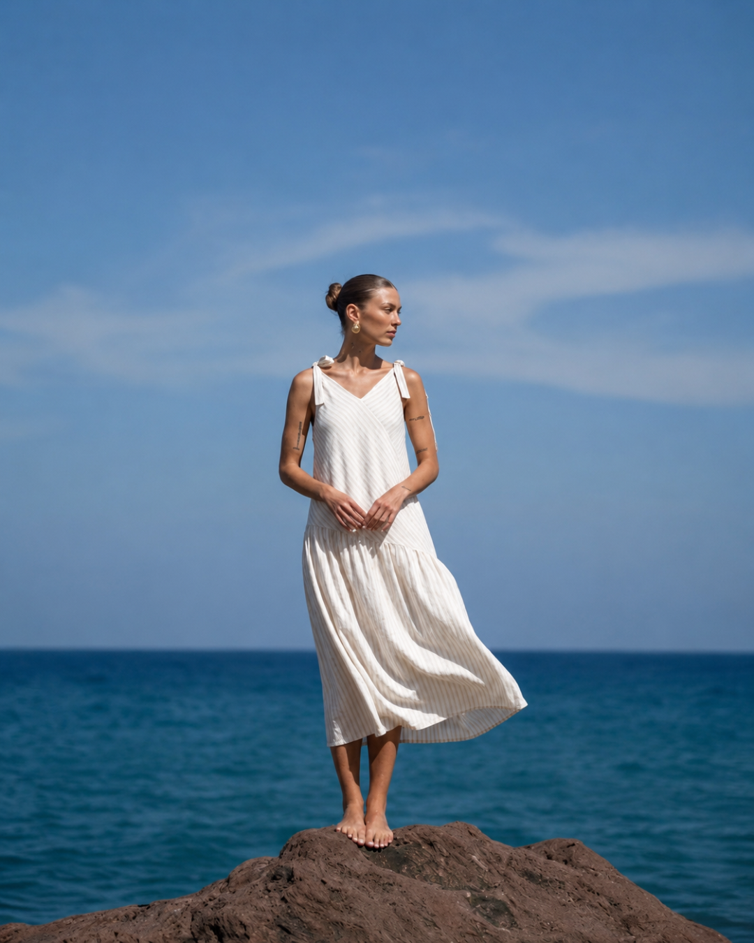 Women’s White Textured Bias-Cut Maxi Dress with Adjustable Straps &amp; Lining - 3109