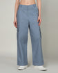 Women’s Blue Wide-Leg Cargo Pants with Flap Pockets - 3095