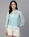 Blue organza neck tie shirt with camisole- 2815