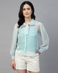 Blue organza neck tie shirt with camisole- 2815