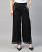 Women’s Black Poplin Embroidered High-Waist Trousers – Casual Pants- 2946