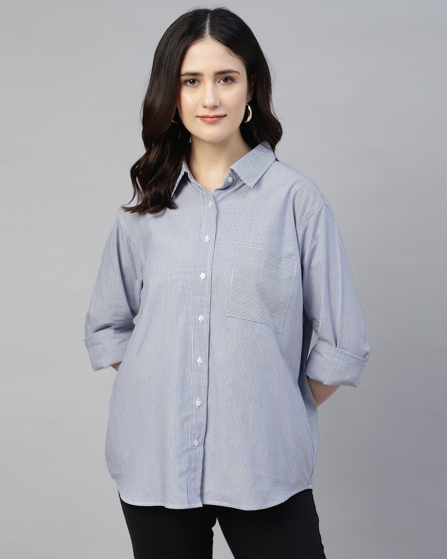 Blue striped oversized shirt - 2954