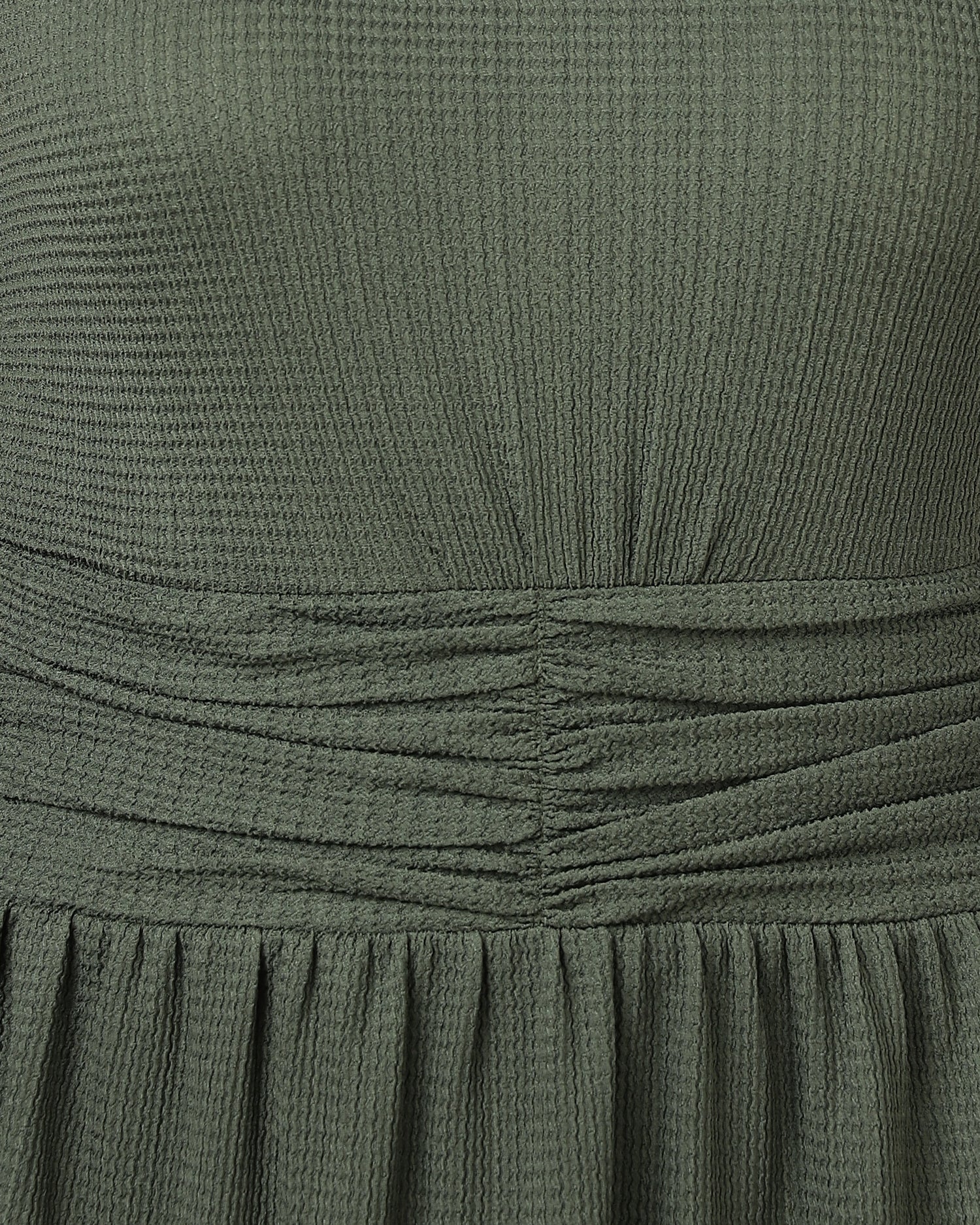 Women’s Olive Halter Neck Gathered Maxi Dress-3079