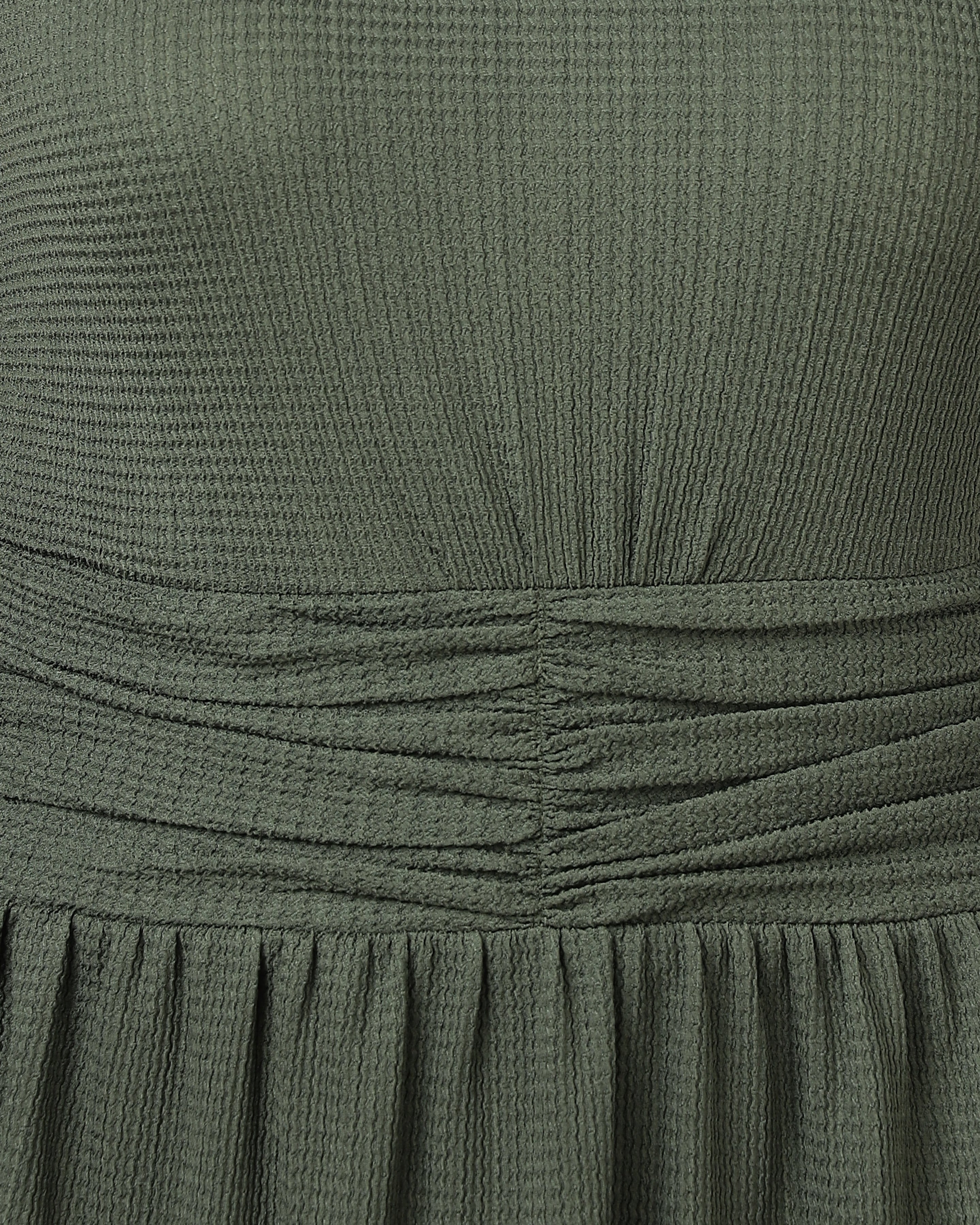 Women’s Olive Halter Neck Gathered Maxi Dress-3079