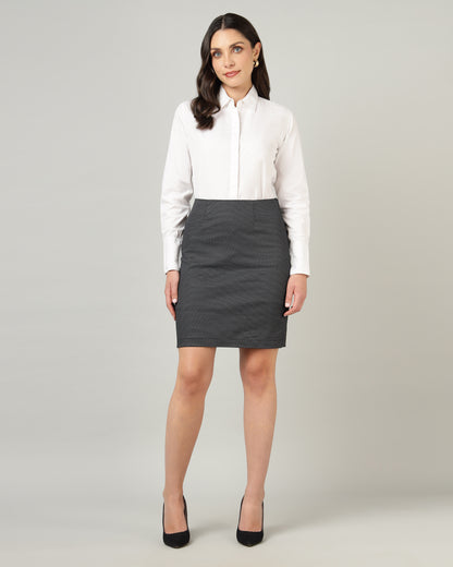 Women’s Black Textured Straight-Cut Mini Skirt-3080