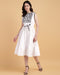 Women’s White Yoke Embroidered Poplin Midi Dress - 1568