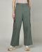 Women’s Dusky Aloe Green Wide-Leg Cargo Pants with Flap Pockets - 3097