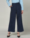 Women's Navy Blue Pleated Wide-Leg korean Pants - 3101