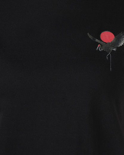 BLACK Regular T-shirt with Sliver Flamingo print - 2992