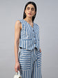 Women’s V-Neck Sleeveless Striped  reversible Vest - 2943