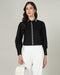 Women's Black Poplin Crop Shirt With Embroidery – Perfect for Casual Evenings - 3094