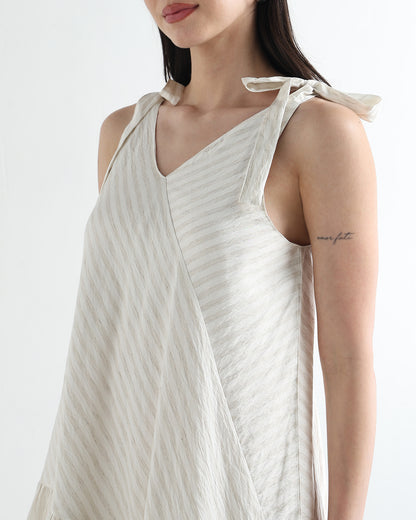 Women’s White Textured Bias-Cut Maxi Dress with Adjustable Straps &amp; Lining - 3109