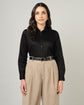 Women’s Black Cotton Satin Regular Fit Shirt -3064