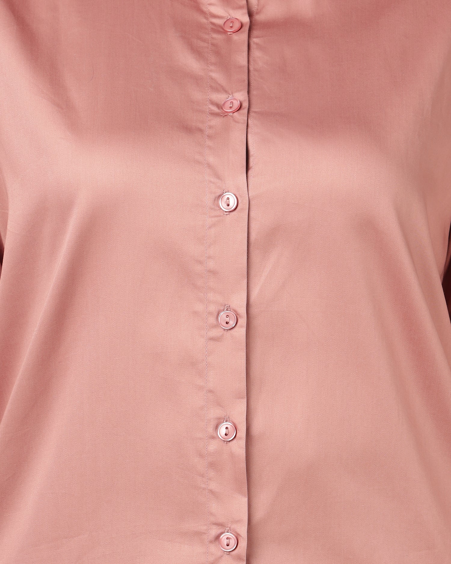 Women’s Pastel Pink Cotton Satin Regular Fit Shirt -3065