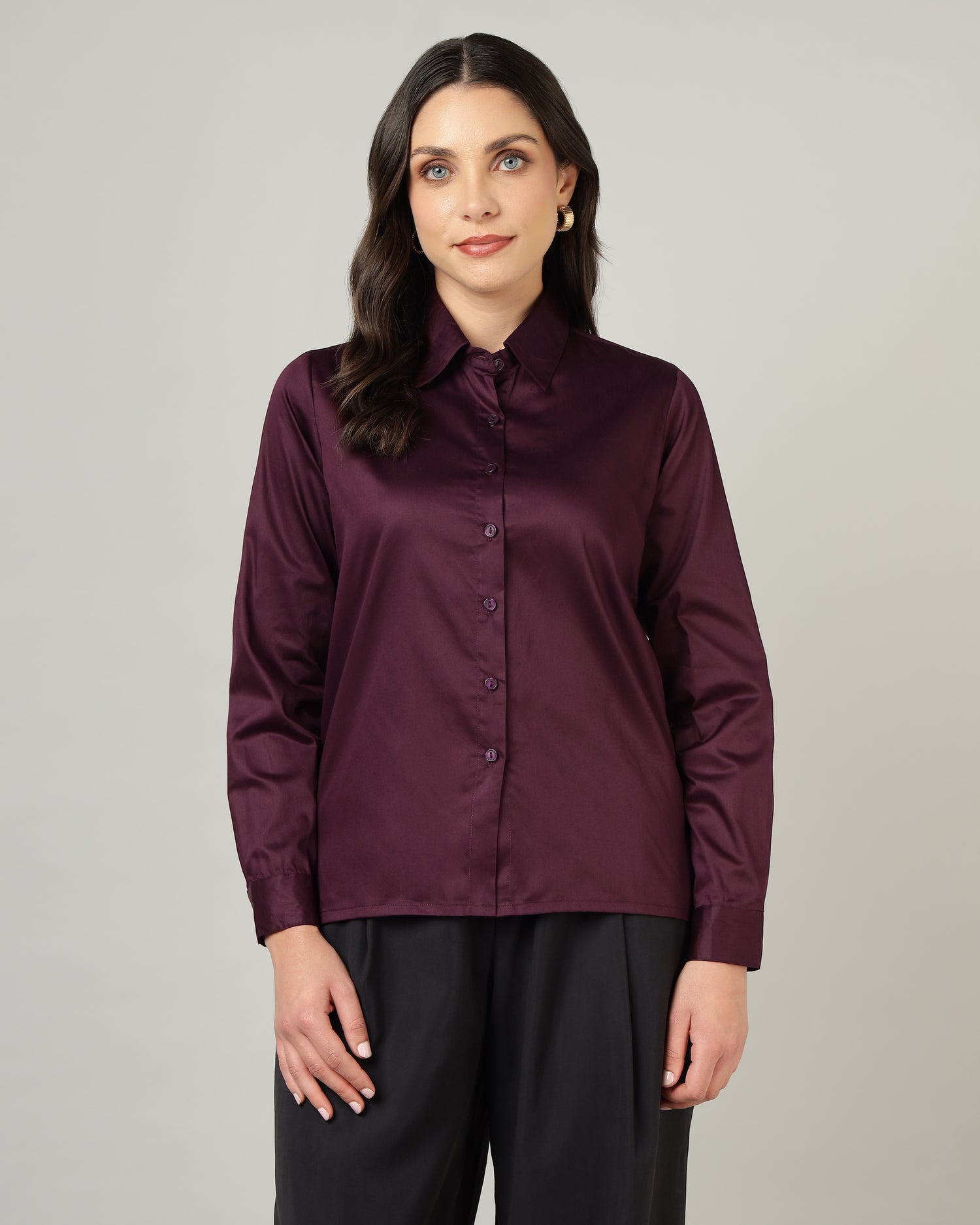 Women’s Pastel Pink Cotton Satin Regular Fit Shirt -3065