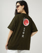 Women Olive Ikigai Oversized T-Shirt - Casual Graphic Wear - 2989