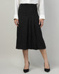 Women’s Black Checked Pleated A-Line Midi Skirt – Calf-Length-2932