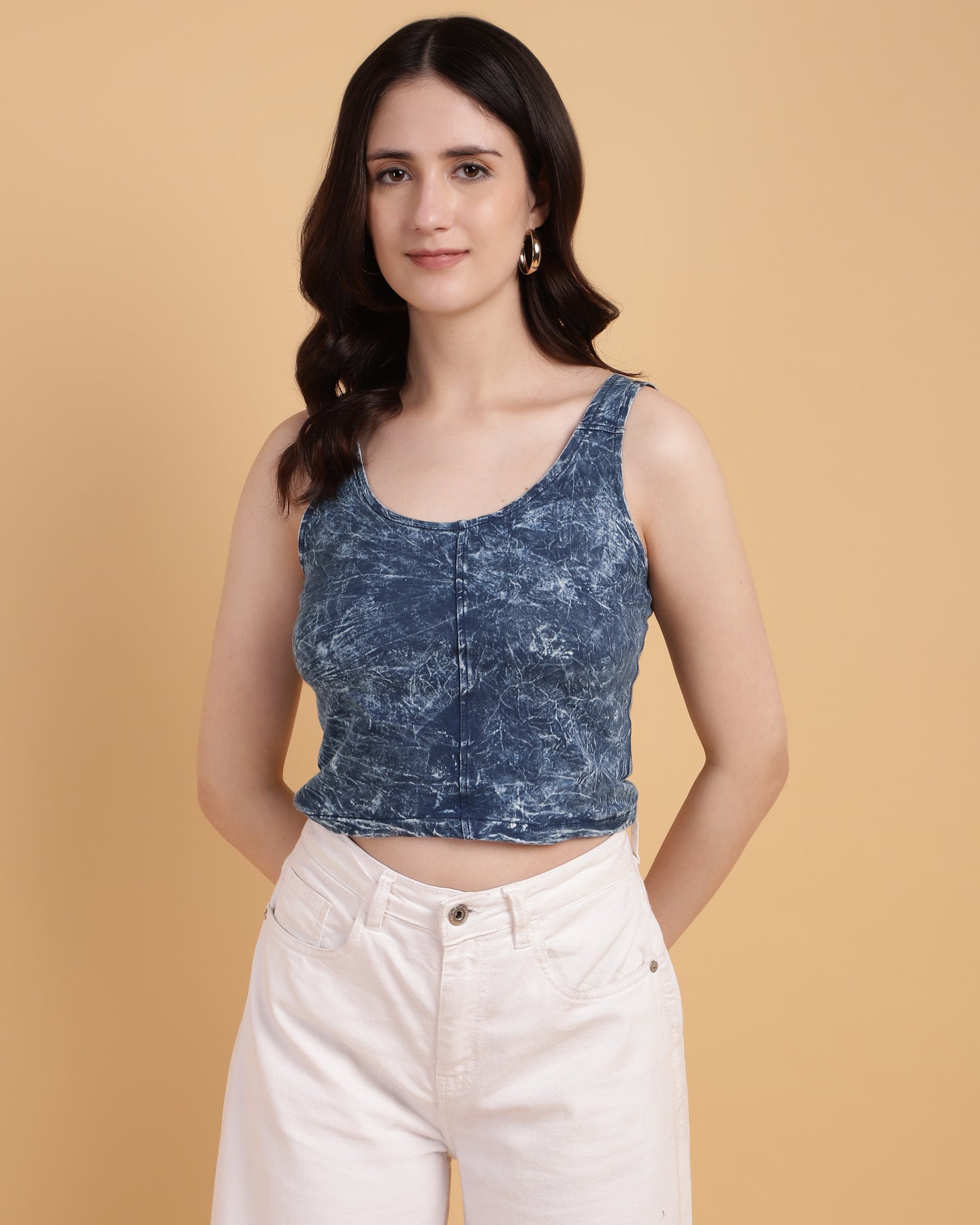 Towel Wash Indigo Crop Top-2863