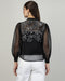 Women’s Black Organza Back Yoke Embroidered Top with Camisole- 2988