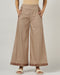 Women’s Mocha Embroidered Wide-Leg Trousers – Elegant Casual Pants- 3041