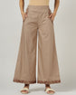 Women’s Mocha Embroidered Wide-Leg Trousers – Elegant Casual Pants- 3041