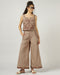 Women’s Mocha Poplin Embroidered Co-ord Set- 3039