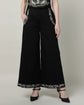 Women’s Black Embroidered Wide-Leg Trousers-3103