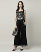 Black Poplin Embroidered Co-ord Set for Women - 3104