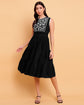 Women’s Black Yoke Embroidered Poplin Midi Dress - 1569