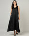 Women's Black Party Maxi Satin Dress-3081